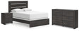 Hollivern 4-Piece Queen Panel Bed with Dresser and Nightstand (Queen Panel Headboard/Footboard, Queen Panel Rails, Dresser, Nightstand)