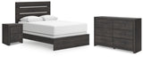Hollivern 4-Piece Queen Panel Bed with Dresser and Nightstand (Queen Panel Headboard/Footboard, Queen Panel Rails, Dresser, Nightstand)
