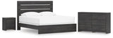 Hollivern 4-Piece King Panel Bed with Dresser and Nightstand (King Panel Headboard/Footboard, King Panel Rails, Dresser, Nightstand)