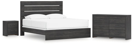 Hollivern 4-Piece King Panel Bed with Dresser and Nightstand (King Panel Headboard/Footboard, King Panel Rails, Dresser, Nightstand)