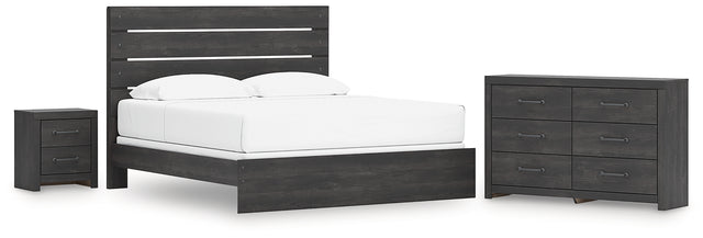 Hollivern 4-Piece King Panel Bed with Dresser and Nightstand (King Panel Headboard/Footboard, King Panel Rails, Dresser, Nightstand)