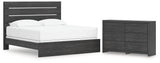 Hollivern 3-Piece King Panel Bed with Dresser (King Panel Headboard/Footboard, King Panel Rails, Dresser)