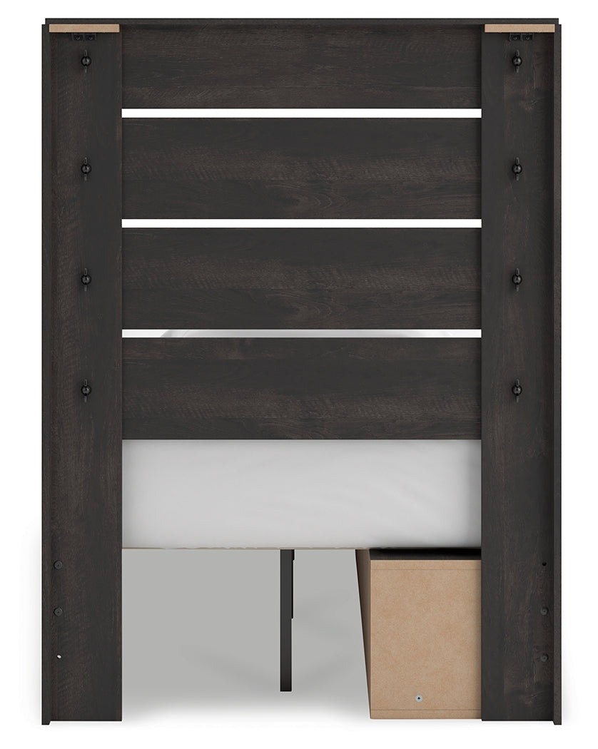 Hollivern 8-Piece Twin Panel Storage Bed with Mirrored Dresser, Chest and 2 Nightstands (Platform Twin Roll Slats, Twin/Full Side Storage with Rail, Twin Panel Headboard/Footboard, Dresser, Bedroom Mirror, Chest of Drawers, Nightstand, Nightstand)