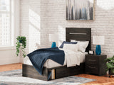 Hollivern 7-Piece Twin Panel Storage Bed with Mirrored Dresser, Chest and Nightstand (Platform Twin Roll Slats, Twin/Full Side Storage with Rail, Twin Panel Headboard/Footboard, Dresser, Bedroom Mirror, Chest of Drawers, Nightstand)