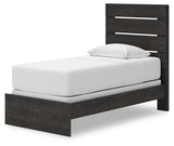 Hollivern 6-Piece Twin Panel Bed with Mirrored Dresser, Chest and Nightstand (Twin Panel Headboard/Footboard, Twin Panel Rails, Dresser, Bedroom Mirror, Chest of Drawers, Nightstand)