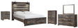 Drystan 7-Piece Queen Panel Bed with 2 Storage Drawers with Mirrored Dresser, Chest and Nightstand (Chest of Drawers, Nightstand, Dresser, Bedroom Mirror, Queen Panel Headboard, Queen Panel Rails, Queen Storage Footboard)