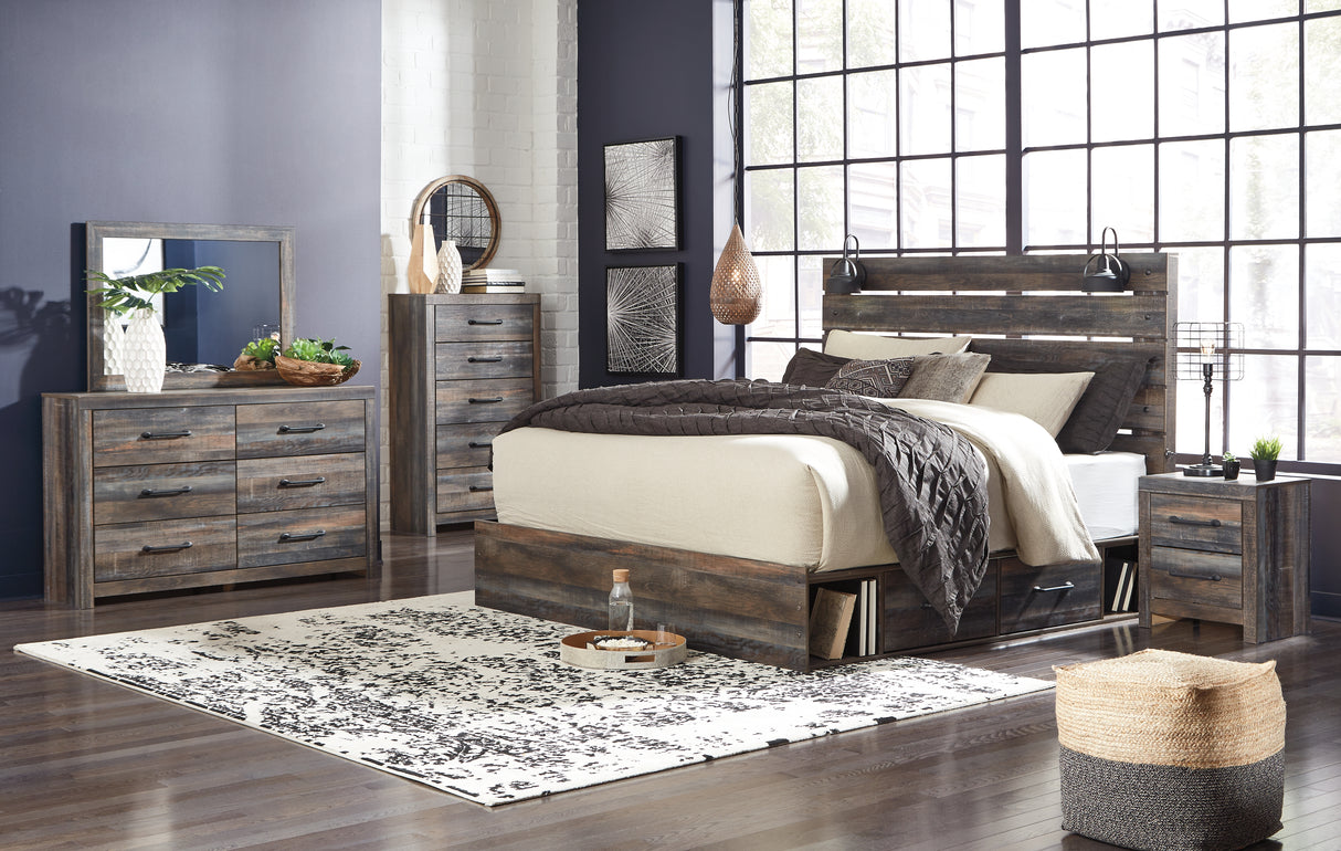 Drystan King Panel Bed with Storage, Dresser, Mirror, Chest and 2 Nightstands (Bed Size: King)