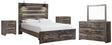 Drystan 7-Piece Queen Panel Bed with 2 Storage Drawers with Mirrored Dresser and 2 Nightstands (Dresser, Bedroom Mirror, Nightstand, Nightstand, Queen Panel Headboard, Queen Panel Rails, Queen Storage Footboard)