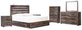Drystan King Panel Bed with Storage, Dresser, Mirror, Chest and 2 Nightstands (Bed Size: King)