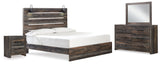 Drystan King Panel Bed, Dresser, Mirror, and Nightstand (Bed Size: King)