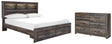 Drystan 4-Piece King Bookcase Bed with 2 Storage Drawers with Dresser (Dresser, King Storage Footboard, King/California King Bookcase Headboard, King Panel Rails)