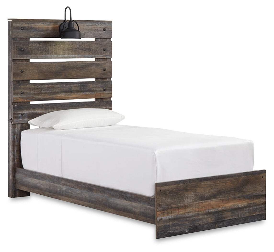 Drystan Twin Panel Bed with Storage, Dresser and Nightstand