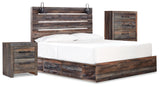 Drystan Queen Panel Bed with Storage, Chest and Nightstand