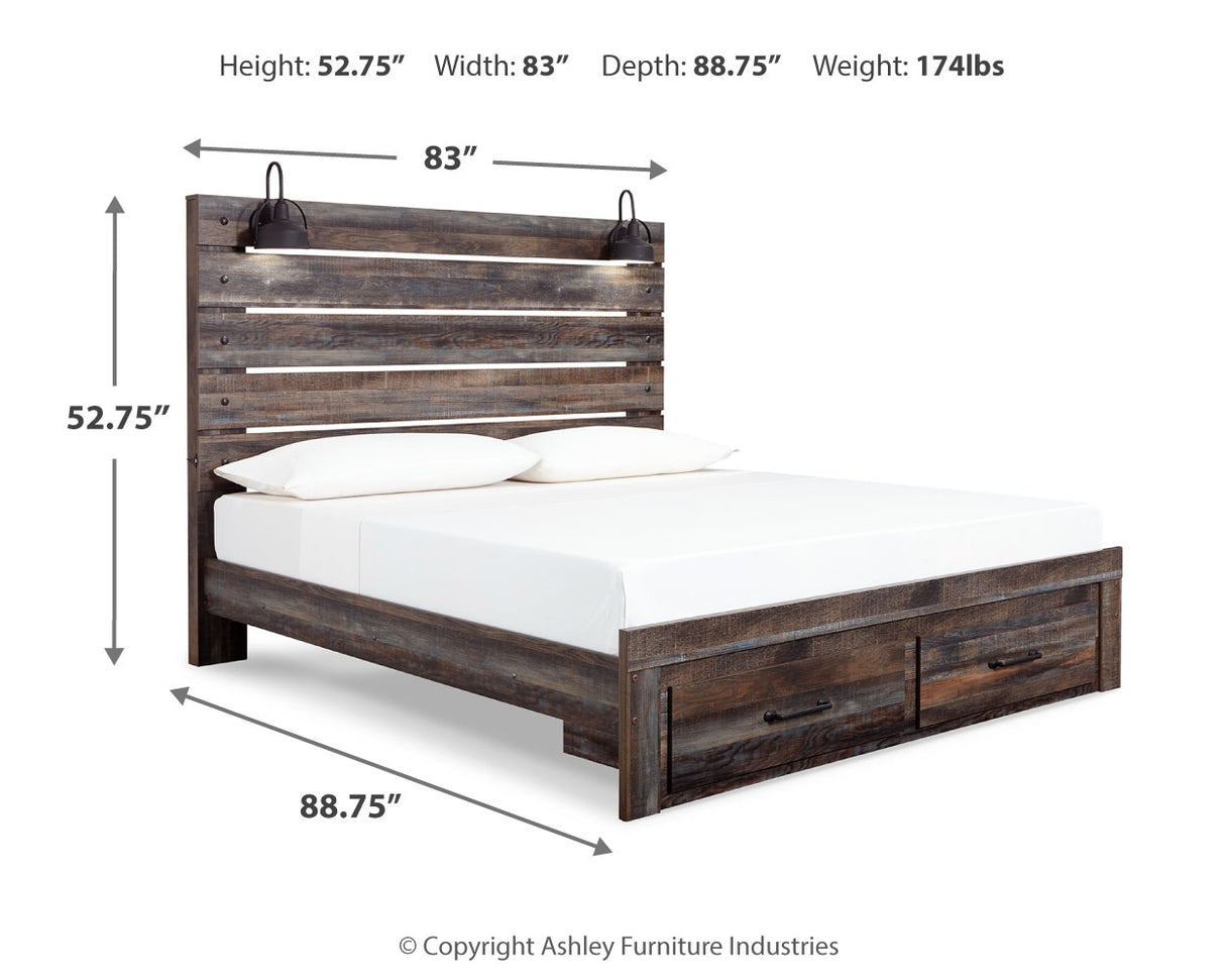 Drystan Queen Panel Bed with 2 Storage Drawers (Bed Size: King)