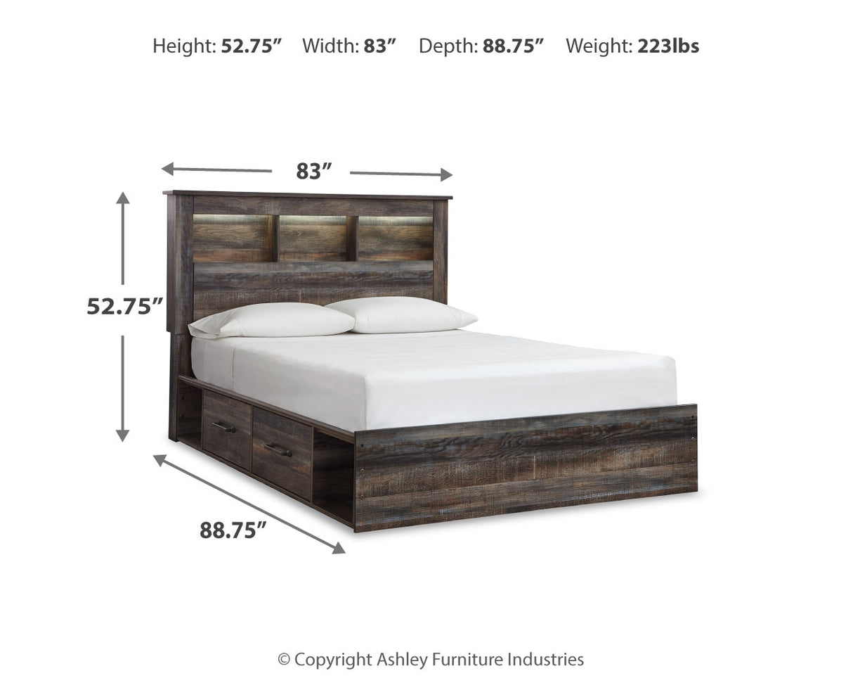 Drystan Queen Bookcase Bed with 2 Storage Drawers (Bed Size: Queen)