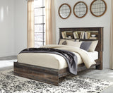 Drystan Queen Bookcase Panel Bed, Dresser, Mirror Chest and Nightstand