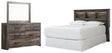 Drystan 3-Piece Queen/Full Bookcase Headboard with Mirrored Dresser (Dresser, Bedroom Mirror, Queen Bookcase Headboard)