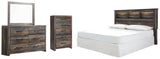 Drystan 4-Piece King/California King Bookcase Headboard with Mirrored Dresser and Chest (Chest of Drawers, King/California King Bookcase Headboard, Dresser, Bedroom Mirror)