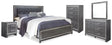 Lodanna King Upholstered Panel Bed, Dresser, Mirror, Chest and Nightstand