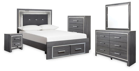 Lodanna Full Storage Bed, Dresser, Mirror, Chest and Nightstand