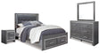 Lodanna Queen Panel Storage Bed with Mirrored Dresser and Nightstand (Bed Size: Queen)