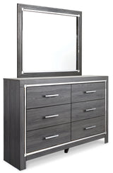 Lodanna 7-Piece Queen Panel Bed with 2 Storage Drawers with Mirrored Dresser, Chest and Nightstand (Chest of Drawers, Nightstand, Dresser, Bedroom Mirror, Queen Storage Footboard, Queen Upholstered Panel Headboard, Queen Panel Rails)