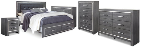 Lodanna King Storage Bed, 2 Dressers, Cheat and Nightstand