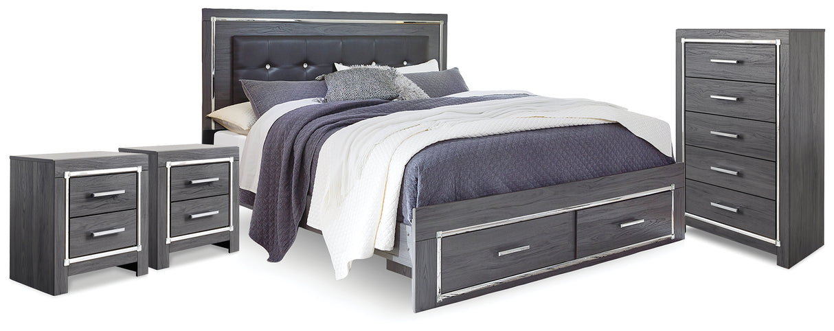 Lodanna King Storage Bed, Chest and 2 Nightstands