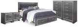 Lodanna King Storage Bed, 2 Chests and 2 Nightstands