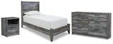 Baystorm 4-Piece Twin Panel Bed with Dresser and Nightstand (Twin Panel Footboard with Rails, Twin Panel Headboard, Dresser, Nightstand)