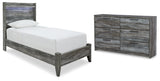 Baystorm 3-Piece Twin Panel Bed with Dresser (Twin Panel Footboard with Rails, Twin Panel Headboard, Dresser)