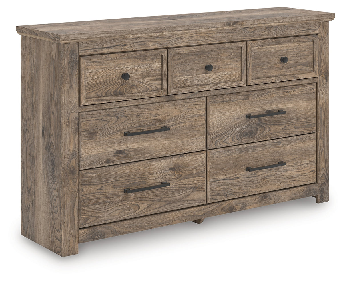Rusticott Queen Poster Bed, Dresser and Nightstand (Bed Size: Queen)