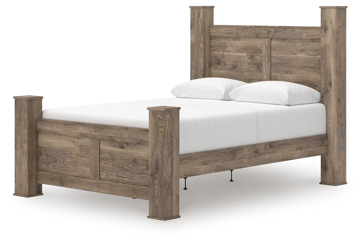 Rusticott Queen Poster Bed, Dresser and Nightstand (Bed Size: Queen)