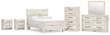 Lawroy 8-Piece Full Panel Bed with Mirrored Dresser, Chest and 2 Nightstands (Full Panel Footboard, Full Panel Rails, Full Panel Headboard, Dresser, Bedroom Mirror, Chest of Drawers, Nightstand, Nightstand)