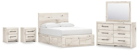 Lawroy 9-Piece Full Panel Storage Bed with Mirrored Dresser and 2 Nightstands (Platform Full Roll Slats, Underbed Storage, Underbed Storage, Full Storage Footboard, Full Panel Headboard, Dresser, Bedroom Mirror, Nightstand, Nightstand)