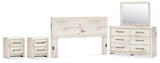 Lawroy 5-Piece King Panel Headboard with Mirrored Dresser and 2 Nightstands (King Panel Headboard, Dresser, Bedroom Mirror, Nightstand, Nightstand)
