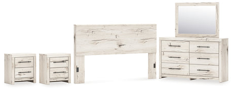 Lawroy 5-Piece King Panel Headboard with Mirrored Dresser and 2 Nightstands (King Panel Headboard, Dresser, Bedroom Mirror, Nightstand, Nightstand)