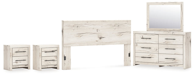 Lawroy 5-Piece King Panel Headboard with Mirrored Dresser and 2 Nightstands (King Panel Headboard, Dresser, Bedroom Mirror, Nightstand, Nightstand)
