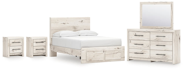 Lawroy 8-Piece Full Panel Storage Bed with Mirrored Dresser and 2 Nightstands (Platform Full Roll Slats, Full Storage Footboard, Full Panel Headboard, Twin/Full Platform Rails, Dresser, Bedroom Mirror, Nightstand, Nightstand)