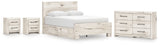 Lawroy 8-Piece Queen Panel Bed with Dresser and 2 Nightstands (Platform Queen Roll Slats, Queen Panel Footboard, Queen Panel Headboard, Queen/King Under Bed Storage, Queen/King Platform Rails, Dresser, Nightstand, Nightstand)