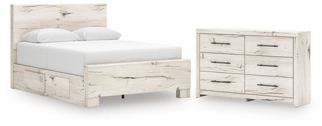 Lawroy 6-Piece Queen Panel Bed with Dresser (Platform Queen Roll Slats, Queen Panel Footboard, Queen Panel Headboard, Queen/King Under Bed Storage, Queen/King Platform Rails, Dresser)