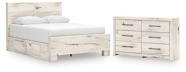 Lawroy 6-Piece Queen Panel Bed with Dresser (Platform Queen Roll Slats, Queen Panel Footboard, Queen Panel Headboard, Queen/King Under Bed Storage, Queen/King Platform Rails, Dresser)