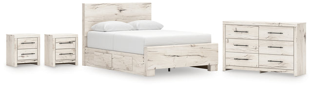 Lawroy 8-Piece Queen Panel Bed with Dresser and 2 Nightstands (Platform Queen Roll Slats, Queen Panel Footboard, Queen Panel Headboard, Queen/King Under Bed Storage, Queen/King Under Bed Storage, Dresser, Nightstand, Nightstand)