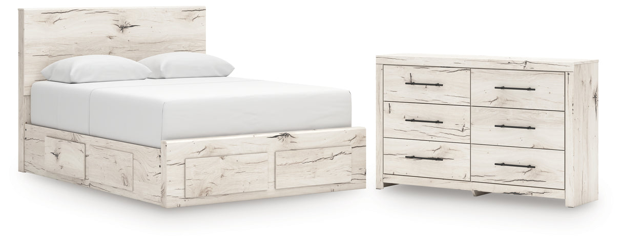 Lawroy 6-Piece Queen Panel Storage Bed with Dresser (Platform Queen Roll Slats, Queen Storage Footboard, Queen Panel Headboard, Queen/King Under Bed Storage, Queen/King Under Bed Storage, Dresser)