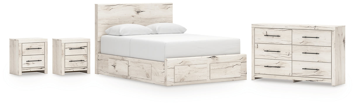 Lawroy 8-Piece Queen Panel Storage Bed with Dresser and 2 Nightstands (Platform Queen Roll Slats, Queen Storage Footboard, Queen Panel Headboard, Queen/King Under Bed Storage, Queen/King Under Bed Storage, Dresser, Nightstand, Nightstand)