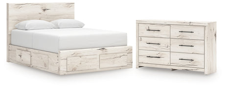 Lawroy 6-Piece Queen Panel Storage Bed with Dresser (Platform Queen Roll Slats, Queen Storage Footboard, Queen Panel Headboard, Queen/King Under Bed Storage, Queen/King Under Bed Storage, Dresser)