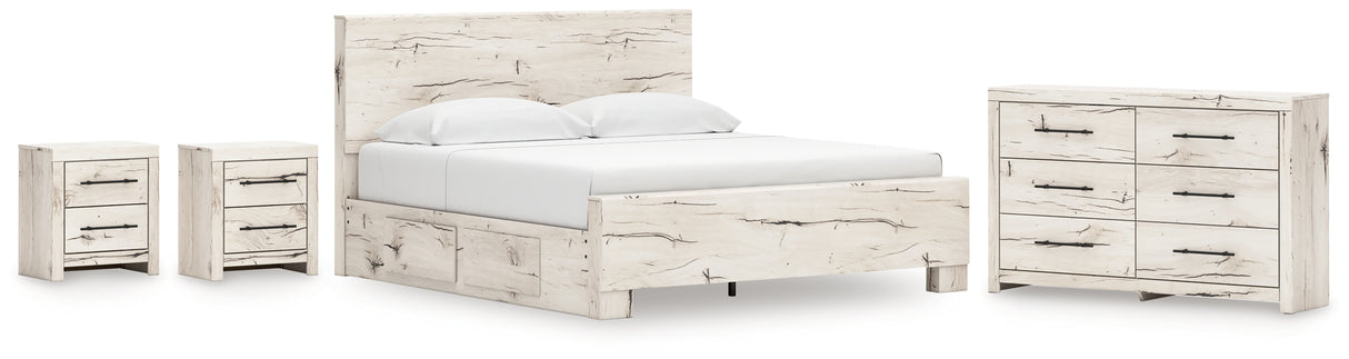 Lawroy 8-Piece King Panel Bed with Dresser and 2 Nightstands (Platform King Roll Slats, King Panel Footboard, King Panel Headboard, Queen/King Under Bed Storage, Queen/King Platform Rails, Dresser, Nightstand, Nightstand)