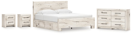 Lawroy 8-Piece King Panel Bed with Dresser and 2 Nightstands (Platform King Roll Slats, King Panel Footboard, King Panel Headboard, Queen/King Under Bed Storage, Queen/King Platform Rails, Dresser, Nightstand, Nightstand)