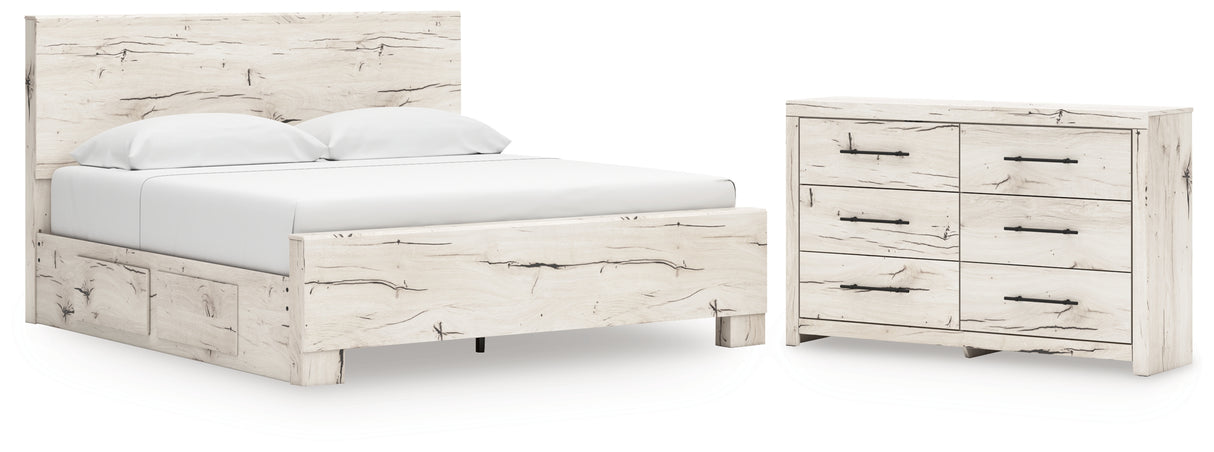 Lawroy 6-Piece King Panel Bed with Dresser (Platform King Roll Slats, King Panel Footboard, King Panel Headboard, Queen/King Under Bed Storage, Queen/King Platform Rails, Dresser)