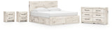 Lawroy 8-Piece King Panel Storage Bed with Dresser and 2 Nightstands (Platform King Roll Slats, King Storage Footboard, King Panel Headboard, Queen/King Under Bed Storage, Queen/King Under Bed Storage, Dresser, Nightstand, Nightstand)